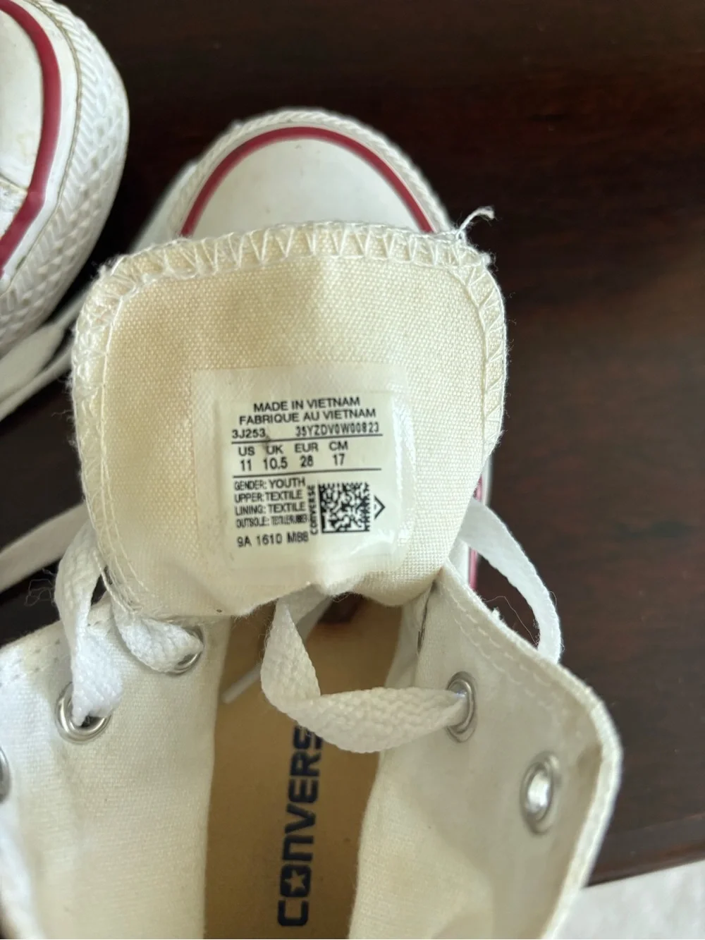 Converse Kids White Canvas High-Top Sneakers with Red Trim
